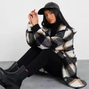 Image of I Saw It First Petite Check Oversized Shacket - Grey