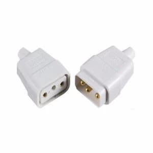 Image of KnightsBridge 10A 3 Pin Plug In Rubber Cable Connector - White