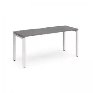 Image of Adapt single desk 1600mm x 600mm - white frame and grey oak top