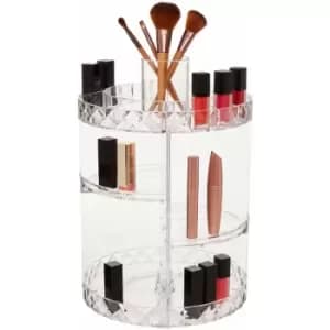 Image of Premier Housewares Cosmetic Organiser With 3 Tier Round Compartments Clear Diamond Multipurpose Storage Statement Piece for Dresser / Bathroom With