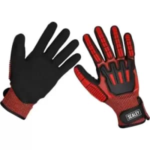 Image of PAIR Cut & Impact Resistant Gloves - Large - Hook & Loop Wrist Strap - Washable
