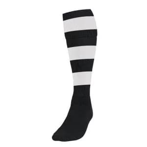 Image of Precision Hooped Football Socks Large Boys Black/White