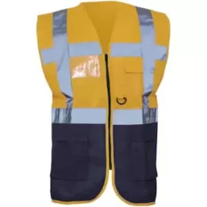 Image of Yoko Hi-Vis Premium Executive/Manager Waistcoat / Jacket (Pack of 2) (M) (Orange/Navy) - Orange/Navy