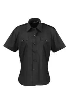 Image of Short Sleeve Pilot Blouse Plain Work Shirt