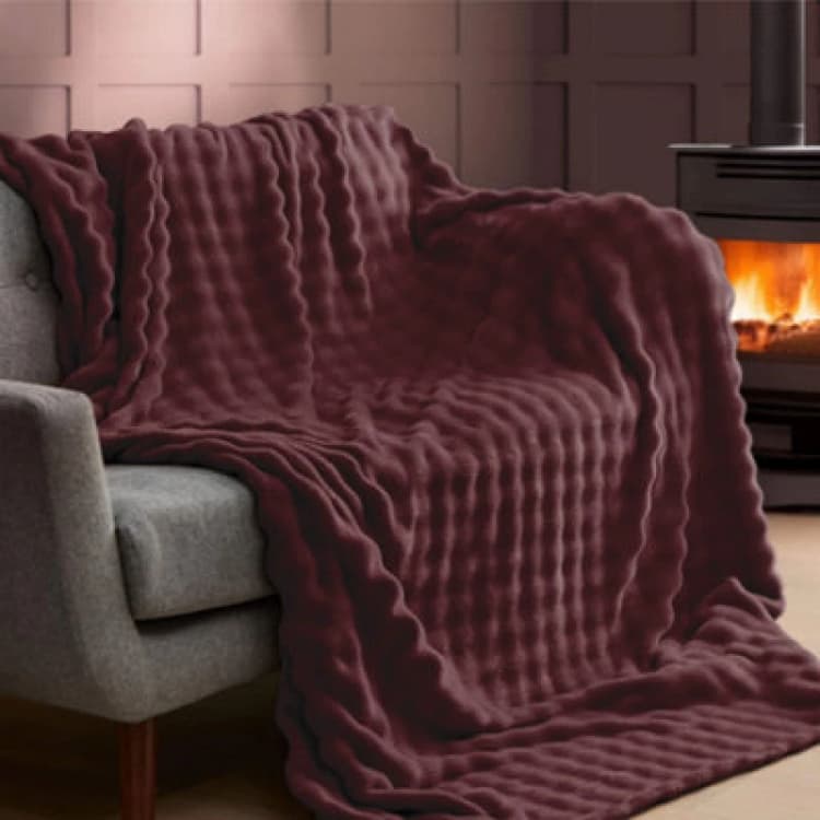 Image of Silentnight Snugsie Bubble Fleece Giant Blanket - Natural 240 X 180Cm
