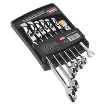 Image of Sealey S01143 Flexible Head Ratchet Combination Spanner Set 7pc Metric