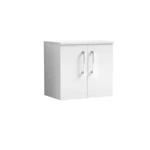 Image of Nuie Arno 600mm Wall Hung 2 Door Vanity & Sparkling White Laminate Top Gloss White