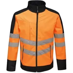 Image of Regatta Unisex Hi Vis Pro Reflective Softshell Work Jacket (M) (Orange/Navy) - Orange/Navy