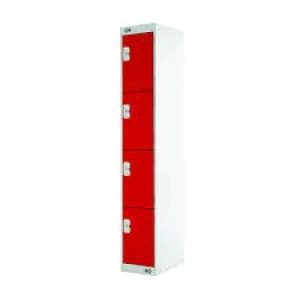 Image of Four Compartment Express Standard Locker D450mm Red Door MC00162