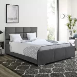 Image of Gerali Upholstered Beds - Plush Velvet, Small Double Size Frame, Grey - Grey