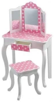 Image of Teamson Kids Fashion Prints Vanity Table Stool Polka Dot.