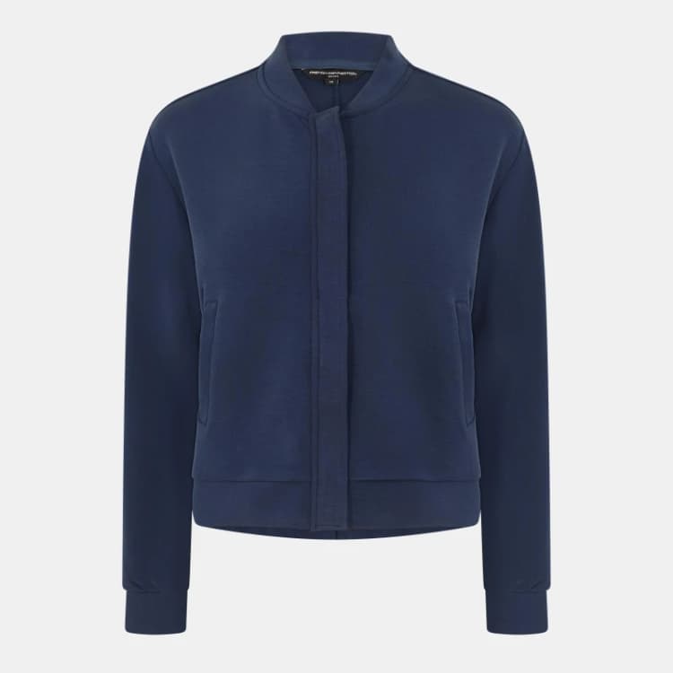 Image of French Connection Wren Zip Through Bomber Jacket - Blue Blue 8