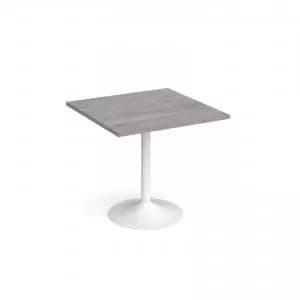 Image of Genoa square dining table with white trumpet base 800mm - grey oak