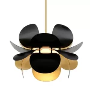 Image of Ginger 1 Light Pendant Gold Leaf, Black, Glass