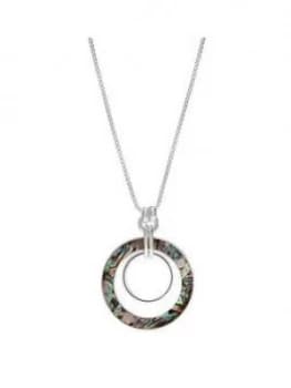 Image of Mood Silver Plated Abalone Circle Pendant Necklace