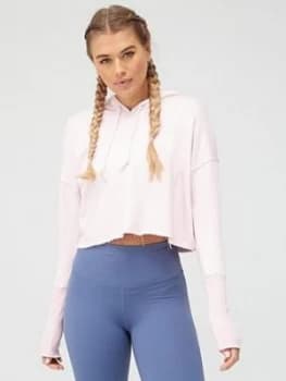 Image of Nike Yoga Luxe Cropped Hoodie - Rose , Rose, Size XL, Women