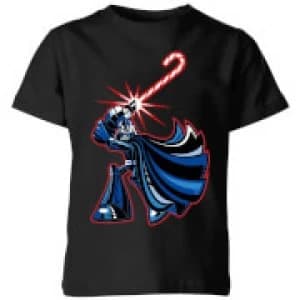 Image of Star Wars Candy Cane Darth Vader Kids Christmas T-Shirt - Black - 5-6 Years