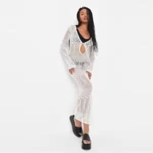 Image of Missguided Pointelle Crochet Midaxi Dress - Cream
