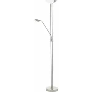 Image of Loops - Floor Lamp Light Satin Nickel Shade White Satined Glass Bulb LED 20W 2.5W 2.5W