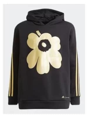 Image of adidas Marimekko Primegreen 3-stripes Hoodie, Black/Gold, Size 11-12 Years, Women