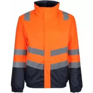 Image of Regatta Mens Bomber Waterproof Hi-Vis Jacket (L) (Orange/Navy) - Orange/Navy