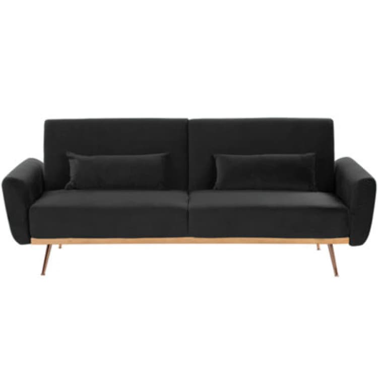 Image of Beliani Sofa Bed 3 Seater Eina Velvet Black