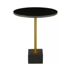 Image of Rabia Marble Side Table With Cubed Base Silver