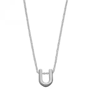 Image of Initial U Plain Silver Initial Necklace N4448