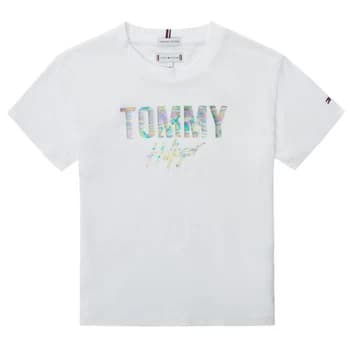 Image of Tommy Hilfiger SAMIA Girls Childrens T shirt in White - Sizes 8 years,10 years,12 years,14 years,16 years