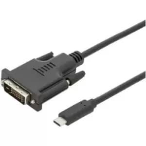 Image of Digitus USB-C / DVI Adapter cable USB-C plug, DVI-D 24+1-pin plug 2m Black AK-300332-020-S Shielded, double shielding USB-C screen cable