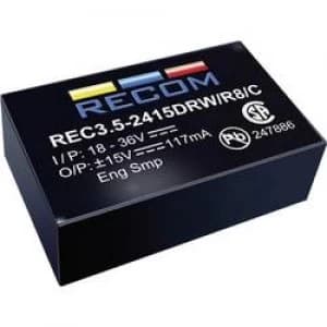 Image of RECOM REC3.5 0512DRWR10A REC3.5 0512DRWR10A 3.5W DCDC Converter REC3.5 0512DRWR10A 4.5 9 Vdc 12 Vdc 145 mA 3
