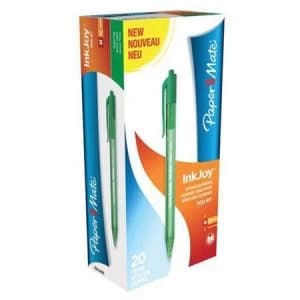 Image of Paper Mate InkJoy 100 Retractable Ballpoint Pens Medium 1.0mm Tip Green Ref S0957060 Pack of 20