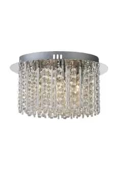 Image of Charlton Round Crystal Chandelier Glass Droplet 4-Lights Pendant Lamp