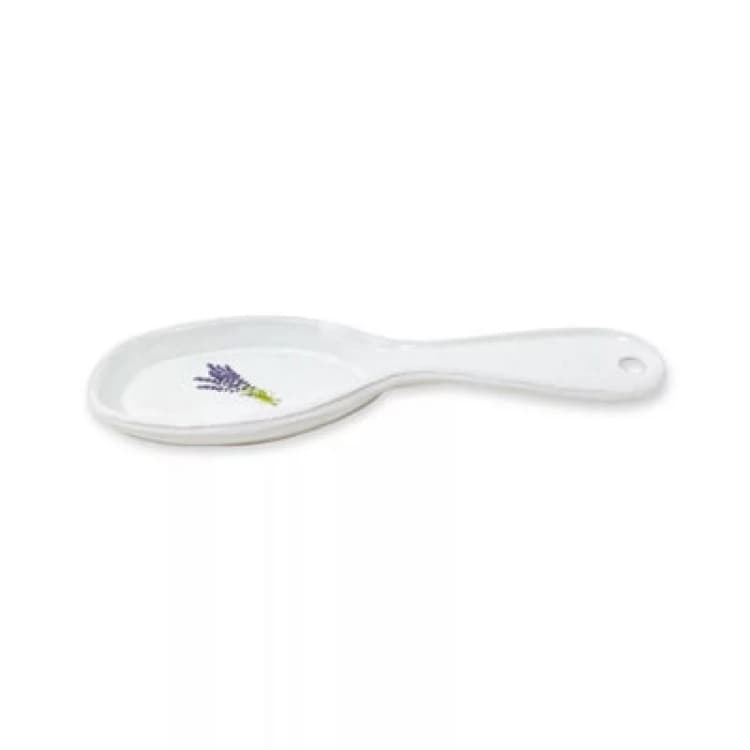 Image of Verano Spanish Ceramics Lavender Hand Dipped Plant Ceramic Kitchen Dining Utensil Spoon Rest (L) 27cm White unisex