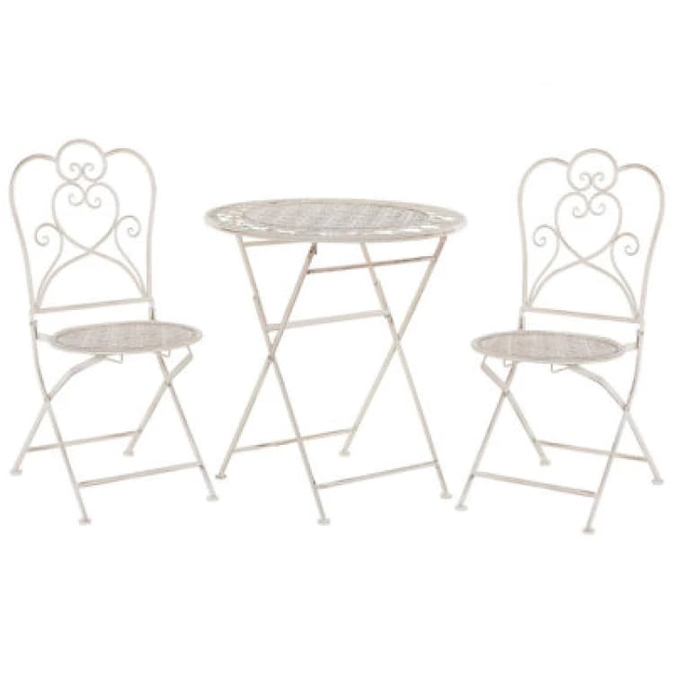 Image of Beliani Bistro Set Folding Trieste Metal Light Beige