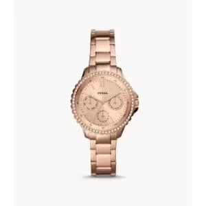 Image of Fossil Womens Izzy Multifunction Rose Gold-Tone Stainless Steel Watch - Rose Gold