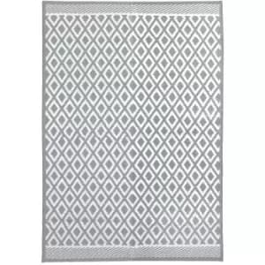Image of Small Diamond Waterproof Indoor/Outdoor Rug 170x120cm - Grey, White / Small Diamond - Charles Bentley