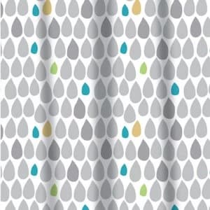 Image of Sabichi Rain Drops PEVA Shower Curtain with 12 Shower Rail Hooks