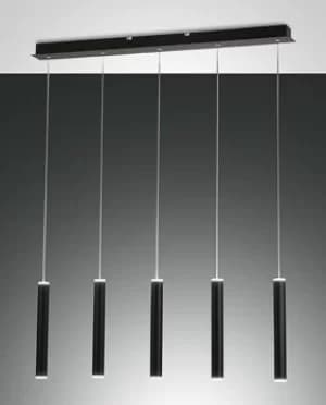 Image of Prado LED Straight Bar Pendant Ceiling Light Black Glass