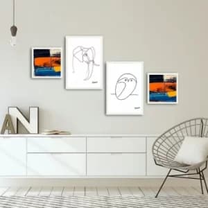 Image of 4PBCT-09 Multicolor Decorative Framed MDF Painting (4 Pieces)