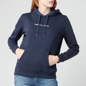 Image of Tommy Jeans Womens TJW Linear Logo Hoodie - Twilight Navy - XS
