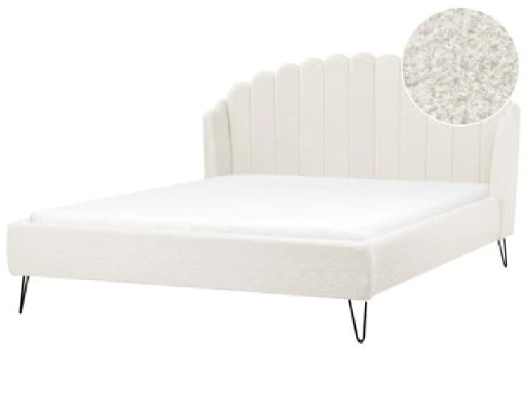 Image of Beliani Bed Boucle Ambillou 180 X 200 Cm (Eu Super King) Off-White