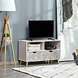 Image of Homcom TV Stand with Drawers Fir Gray