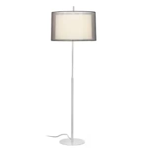 Image of Saba 1 Light Floor Lamp White, Matt Nickel with Double Shade, E27