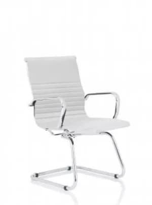 Image of Nola White Soft Bonded Leather Cantilever Chair