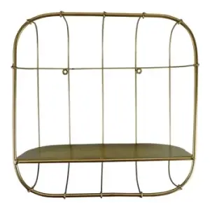 Image of Gold Metal Wall Storage Shelf Basket Design