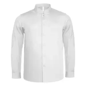 Image of Kariban Mens Long Sleeve Mandarin Collar Shirt (S) (White)