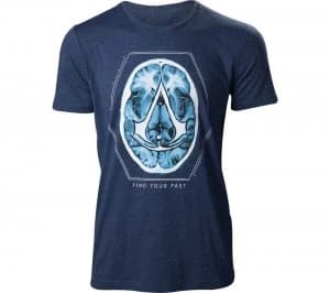 Image of Assassins Creed Find Your Past Brain Crest T-Shirt - XL - Navy