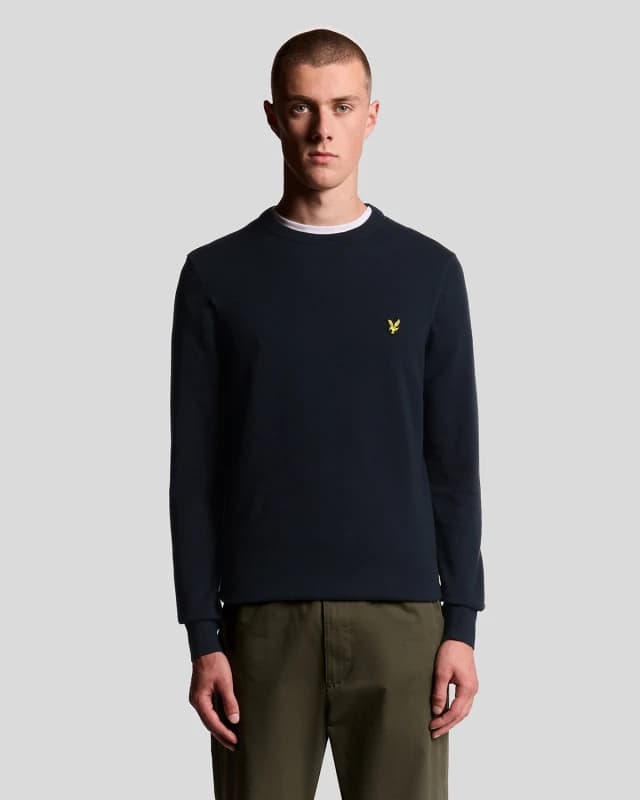 Image of Lyle & Scott Mens Cotton Crew Neck Jumper in Dark Navy
