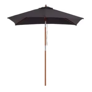 Image of Outsunny 2m x 1.5m Tilt Mechanism Bamboo Wooden Frame Parasol Deep Grey